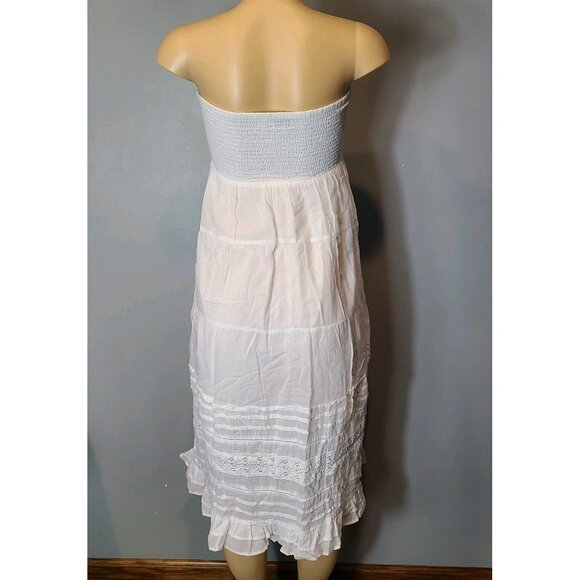 VTG American Eagle White Smocked Dress Cottage Resort Sz Medium Wedding Lace - Picture 5 of 10